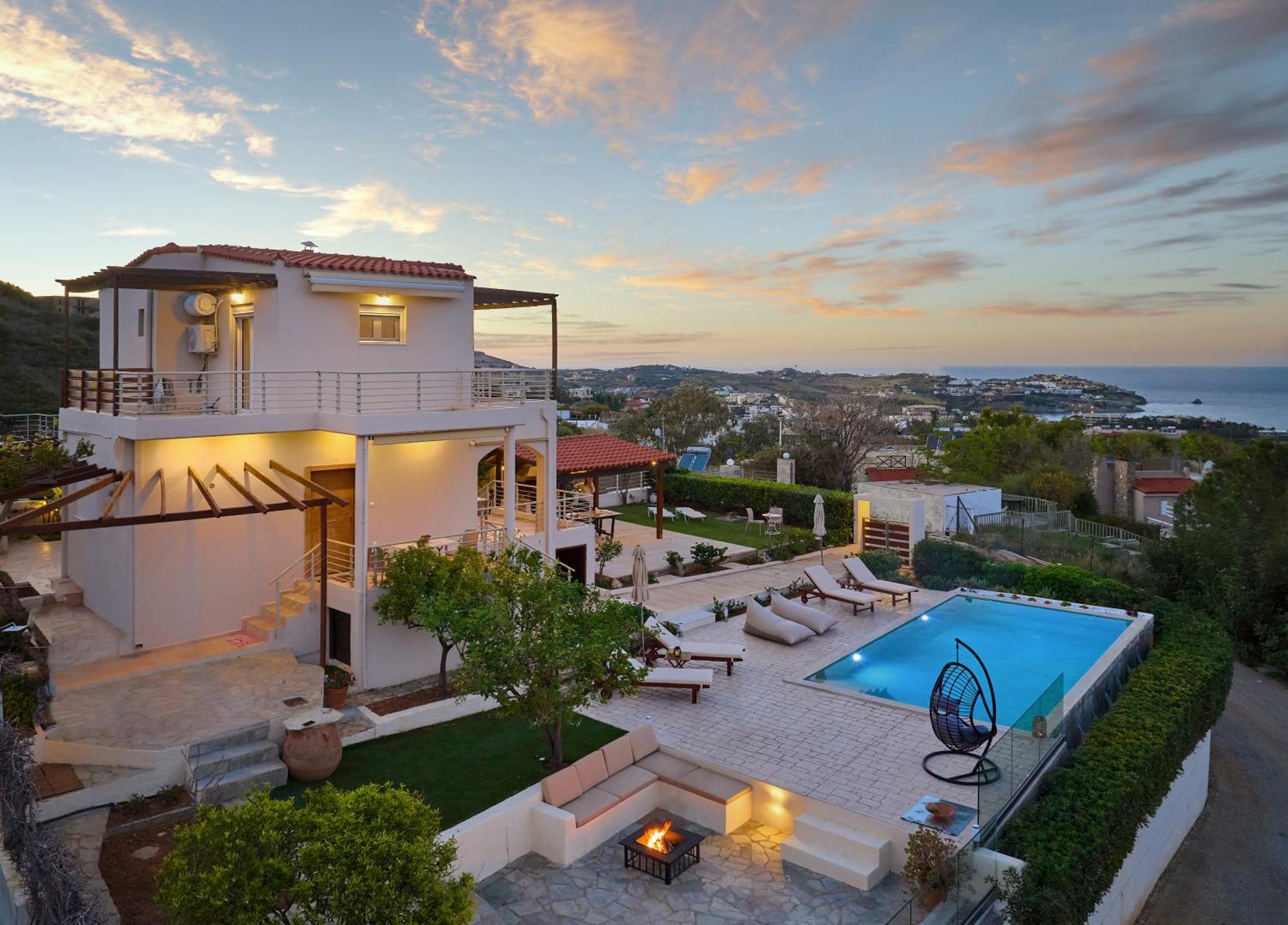 Spacious Villa With Private Eco-Pool And Panoramic Sea View Agia Pelagia Екстериор снимка