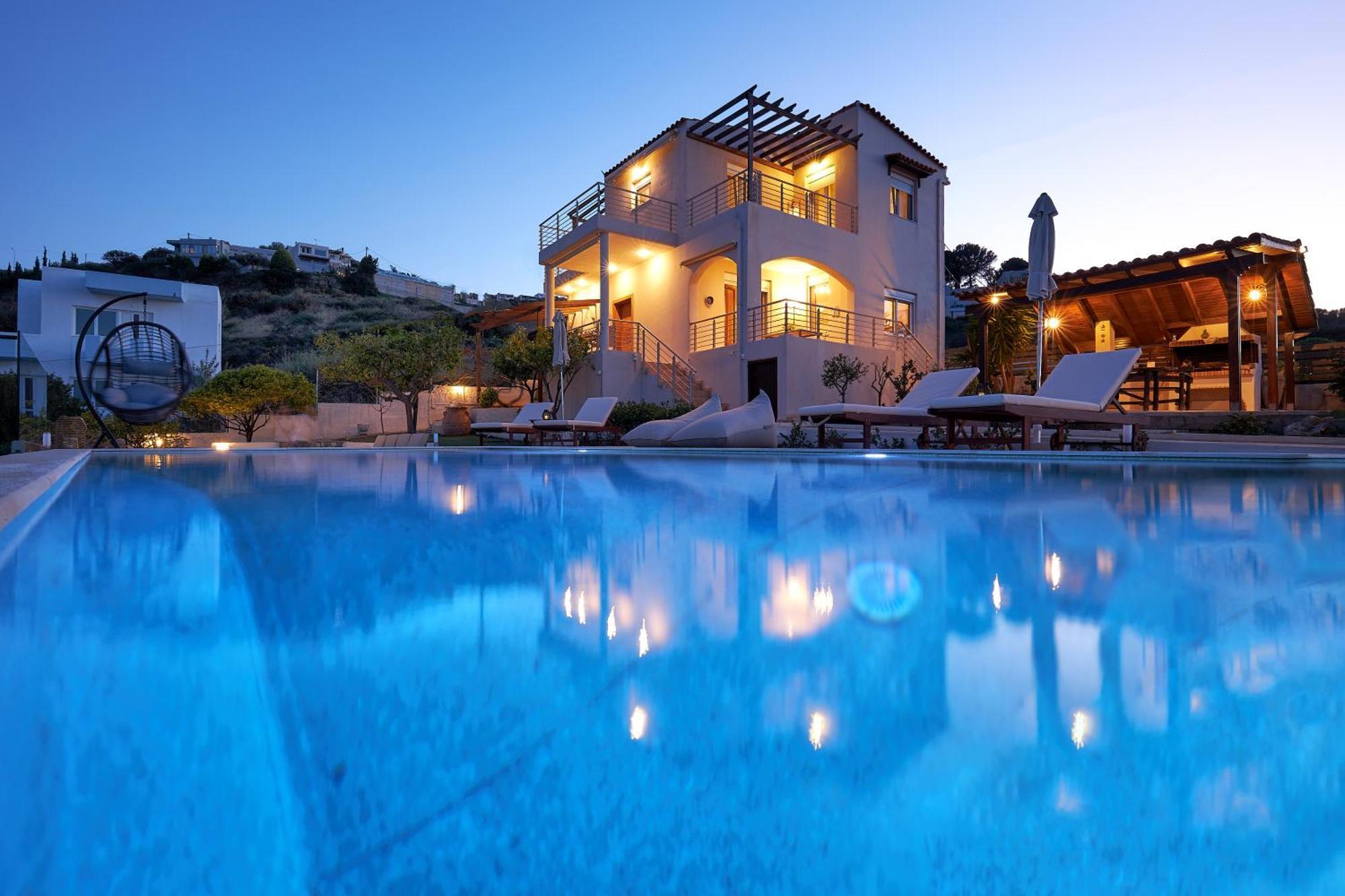 Spacious Villa With Private Eco-Pool And Panoramic Sea View Agia Pelagia Екстериор снимка