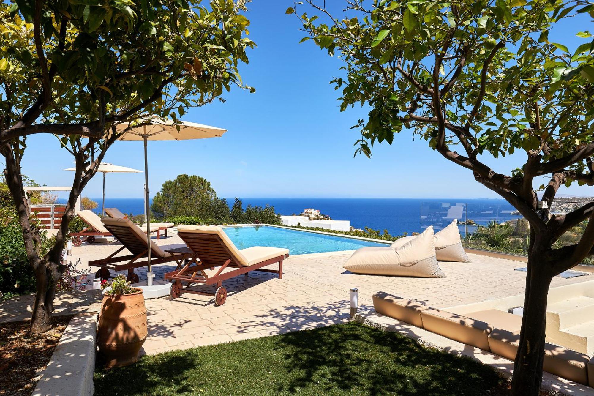 Spacious Villa With Private Eco-Pool And Panoramic Sea View Agia Pelagia Екстериор снимка