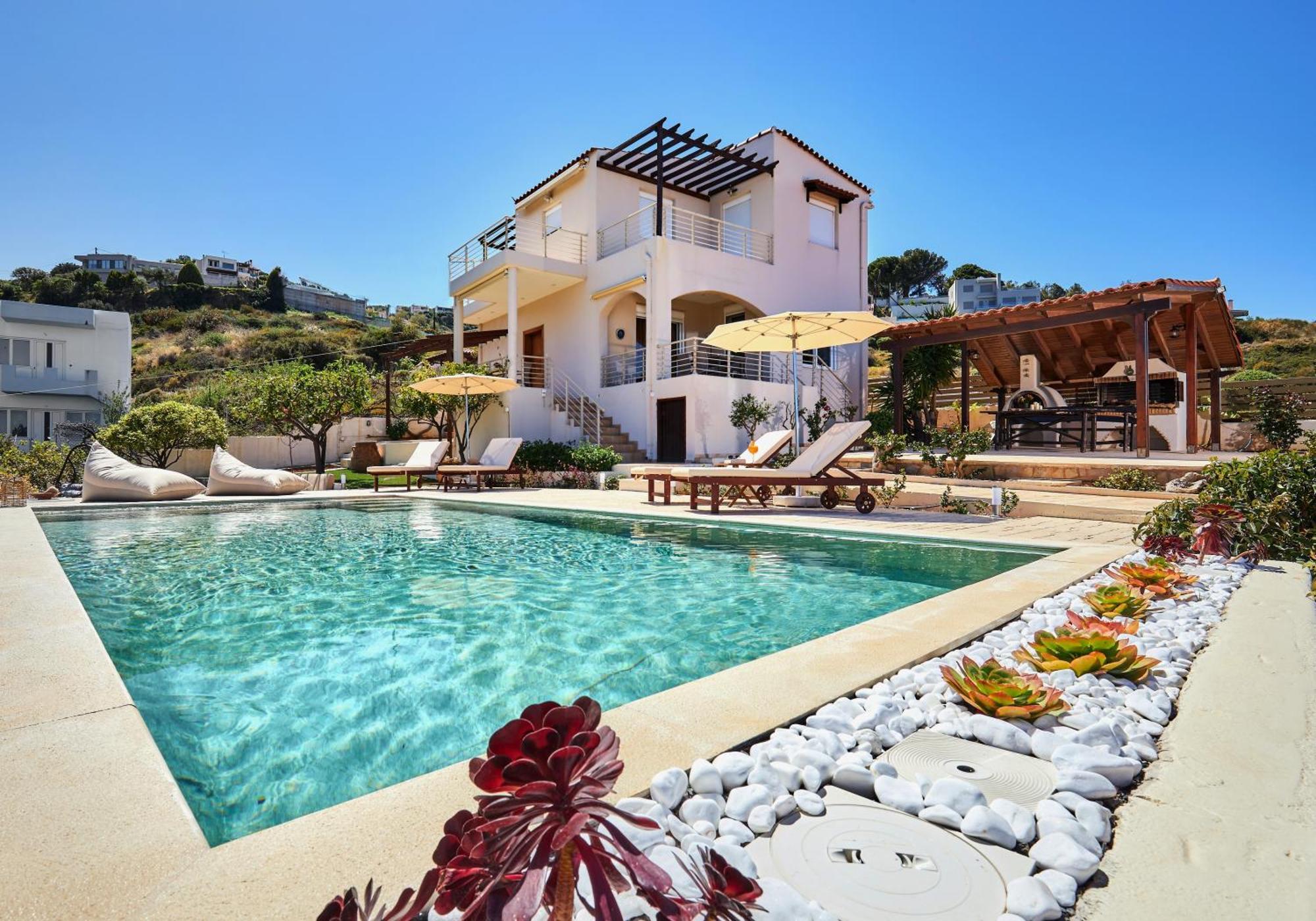 Spacious Villa With Private Eco-Pool And Panoramic Sea View Agia Pelagia Екстериор снимка