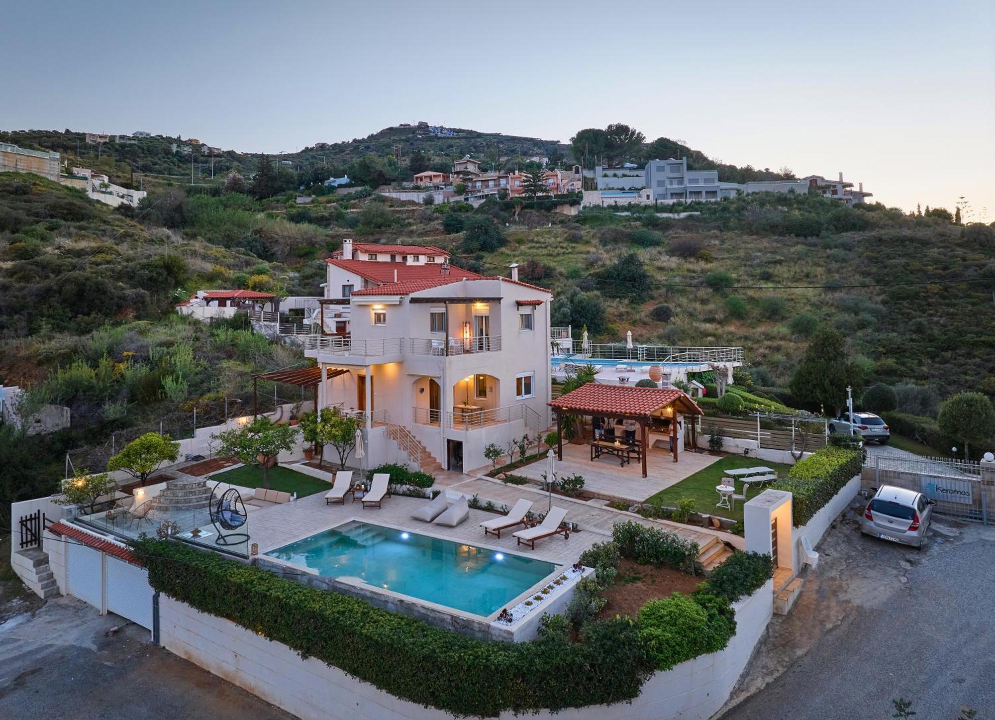 Spacious Villa With Private Eco-Pool And Panoramic Sea View Agia Pelagia Екстериор снимка