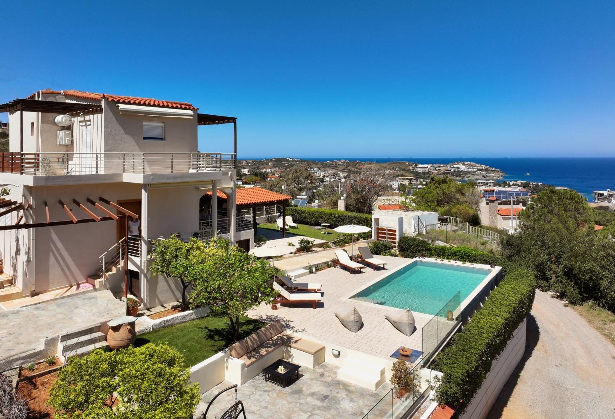 Spacious Villa With Private Eco-Pool And Panoramic Sea View Agia Pelagia Екстериор снимка