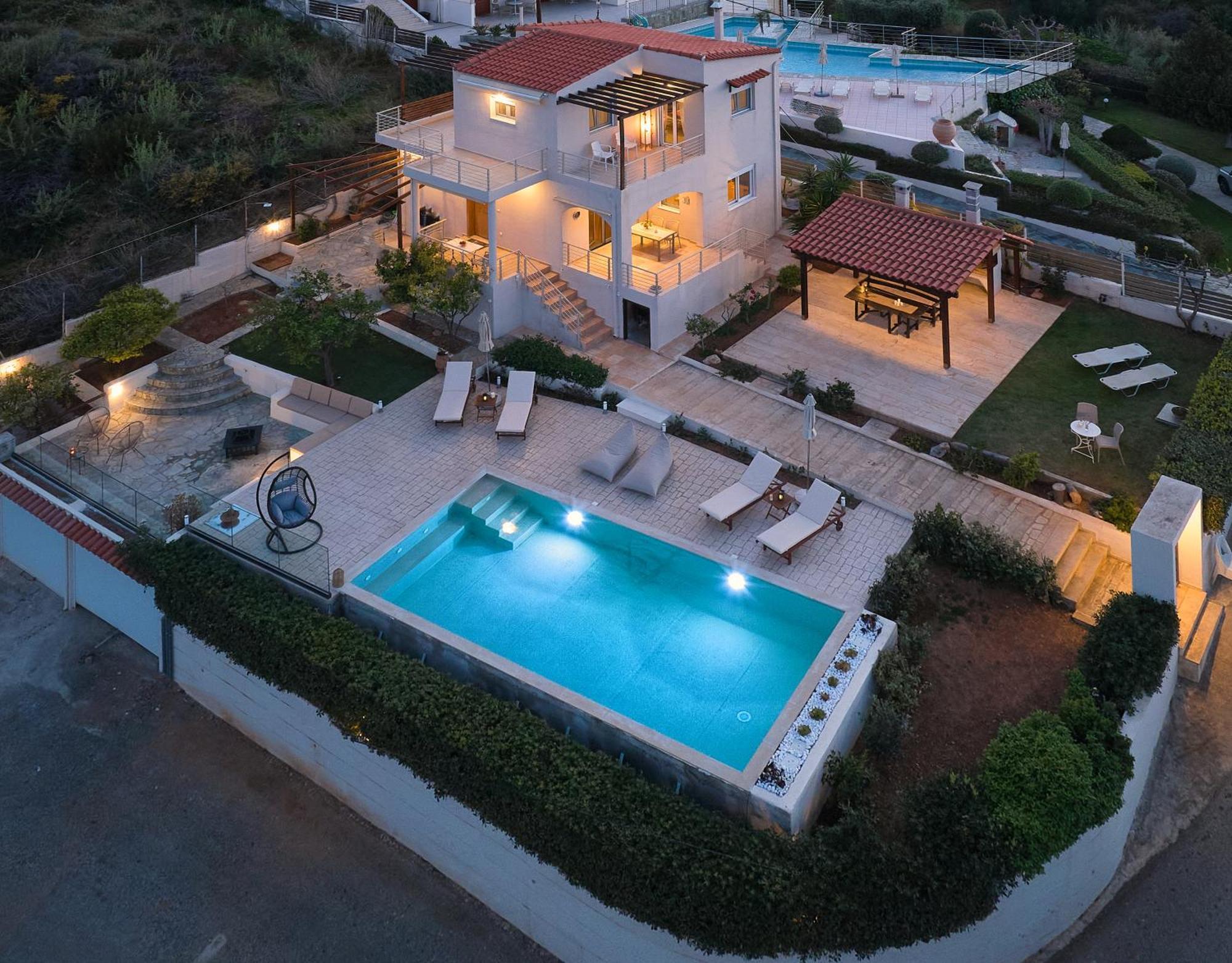 Spacious Villa With Private Eco-Pool And Panoramic Sea View Agia Pelagia Екстериор снимка