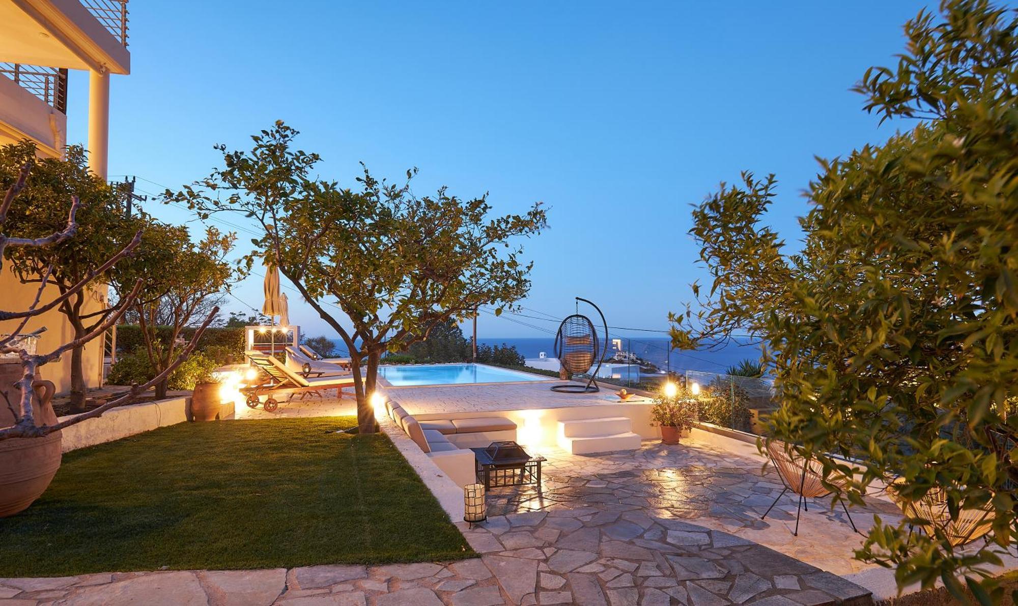 Spacious Villa With Private Eco-Pool And Panoramic Sea View Agia Pelagia Екстериор снимка