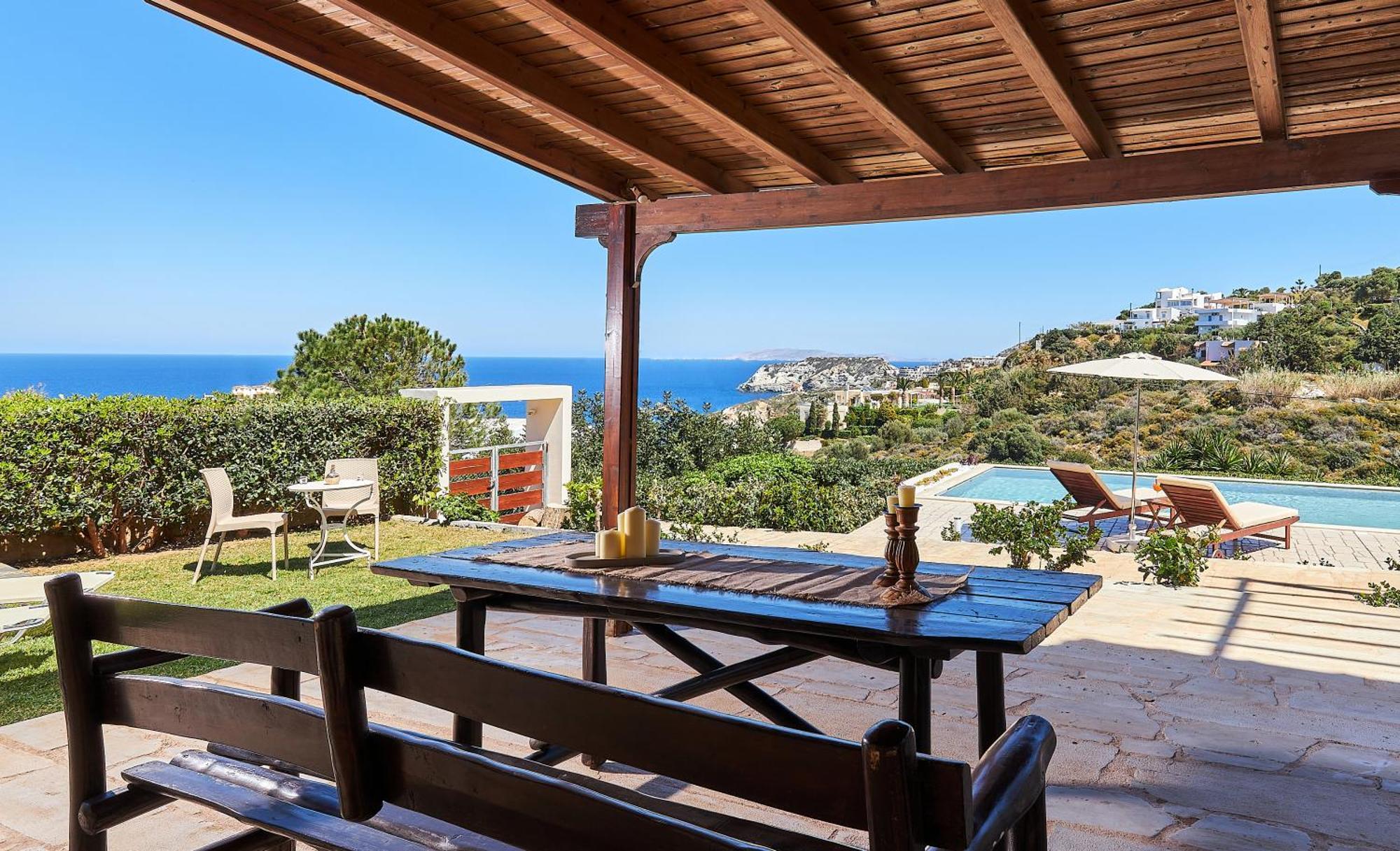 Spacious Villa With Private Eco-Pool And Panoramic Sea View Agia Pelagia Екстериор снимка