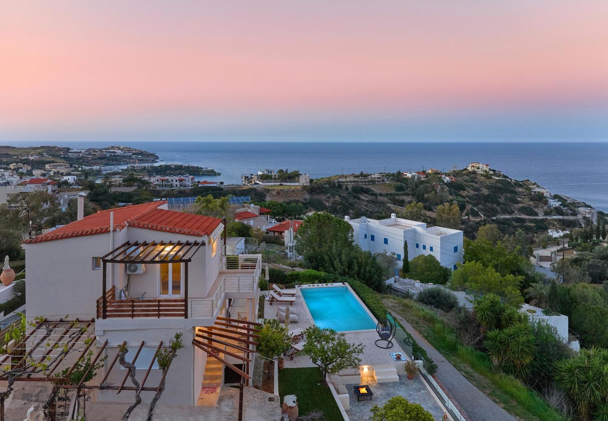 Spacious Villa With Private Eco-Pool And Panoramic Sea View Agia Pelagia Екстериор снимка
